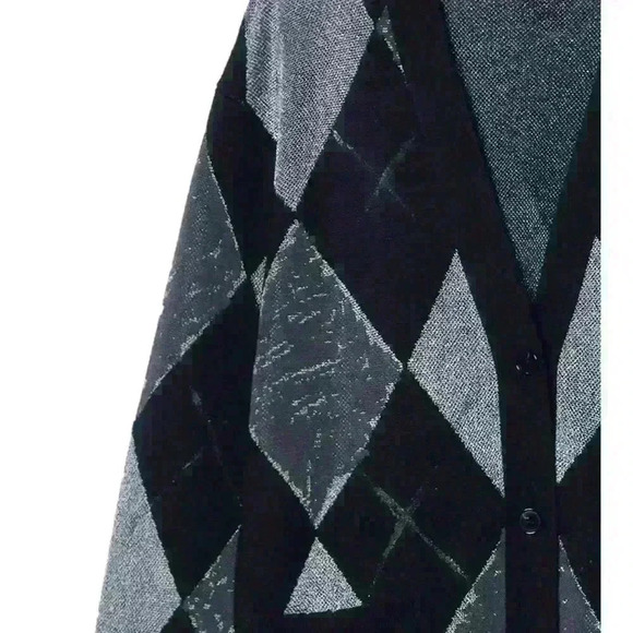 JNBY Diamond Pattern V-Neck Factory Distressed Wool Cardigan Size Medium EUC! - Picture 7 of 16